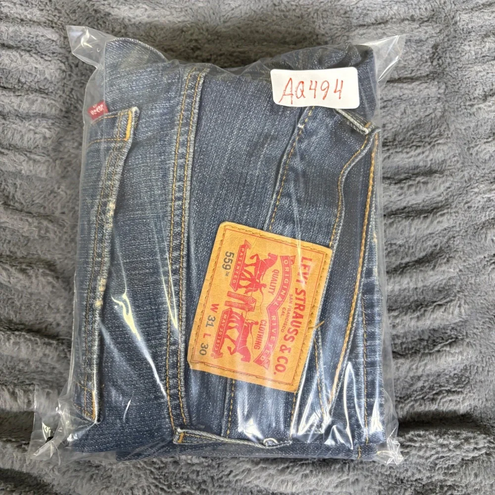 Levis 559 Mens Relaxed Straight Leg Jeans Medium Wash Blue 31x30 Cotton AQ494